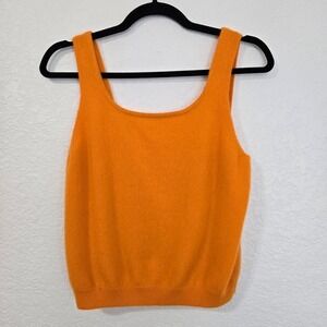 CRUSH Orange Knit‎ Tank Top Cashmere Cropped Square Neck XL